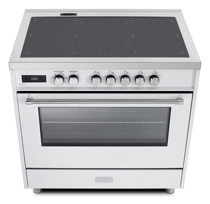 Verona Ultima 36 Inch Freestanding White Induction Range Range Top