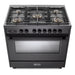 Verona Ultima Midnight 36 Inch Freestanding Full Black Dual Fuel Range Burners