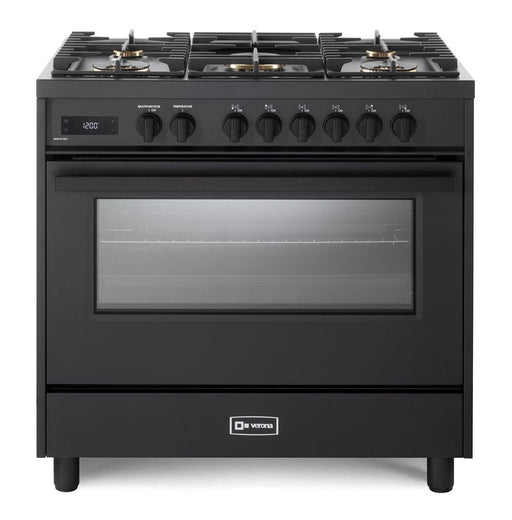 Verona Ultima Midnight 36 Inch Freestanding Full Black Dual Fuel Range Main