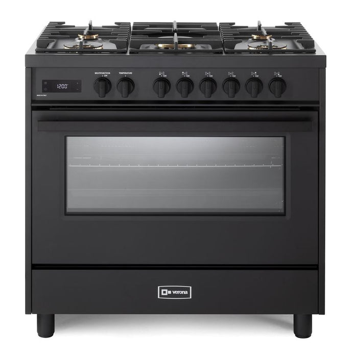 Verona Ultima Midnight 36 Inch Freestanding Full Black Dual Fuel Range Main