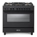 Verona Ultima Midnight 36 Inch Freestanding Full Black Dual Fuel Range Main