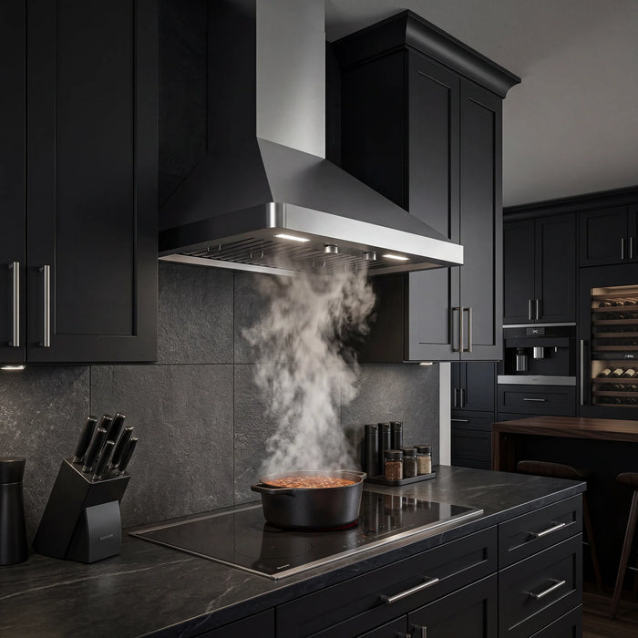 Victory Range Hood Elegant 36 Inch 600 CFM Wall Mounted Range Hood Installed