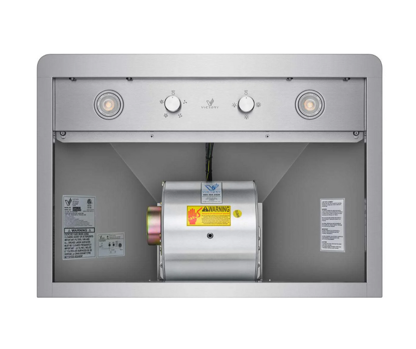 Victory Range Hood Elegant 36 Inch 600 CFM Wall Mounted Range Hood Inside Baffle