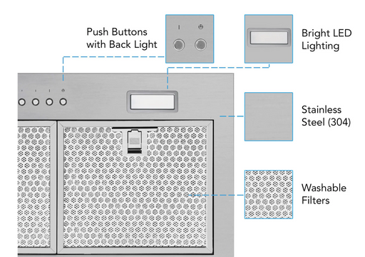 Victory Range Hood Q1 30 Inch 600 CFM Range Hood Insert Funstions