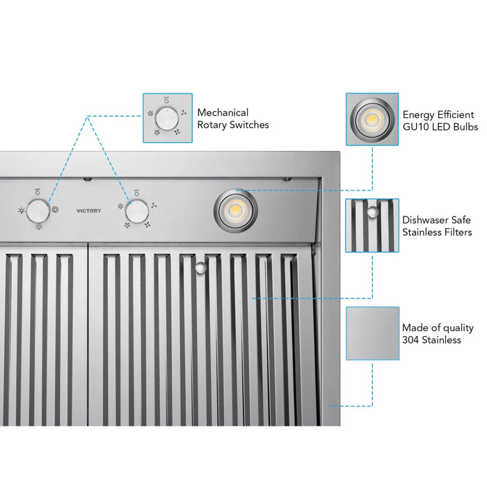 Victory Range Hood Q5 42 Inch 750 CFM Range Hood Insert Functions