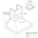 Victory Range Hood Twister 42 Inch 1200 CFM BBQ Range Hood Dimensions