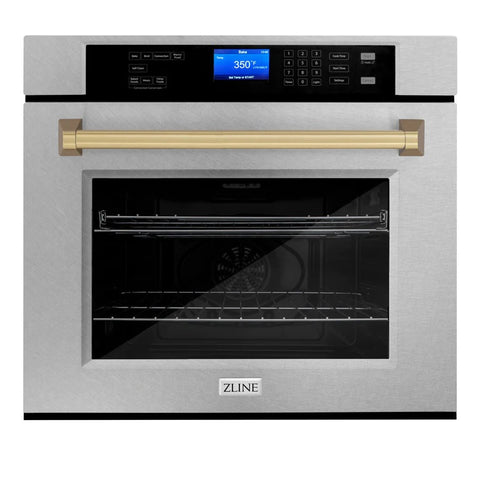 ZLINE Autograph Edition 30 in. Electric Single Wall Oven with Self Clean and True Convection in Fingerprint Resistant Stainless Steel (AWSSZ-30)