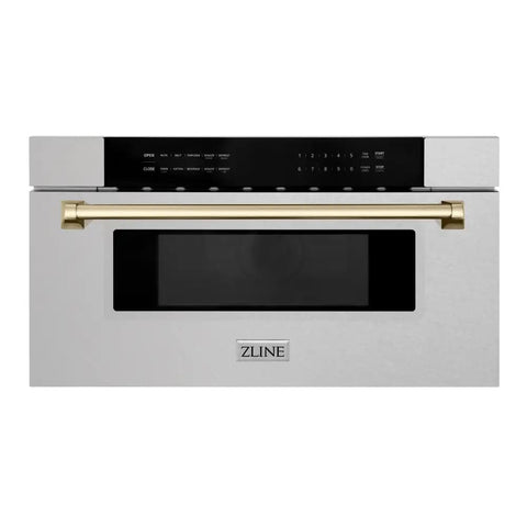 ZLINE Autograph 30 In. 1.2 cu. ft. Built-In Microwave Drawer In Fingerprint Resistant Stainless Steel With Accents (MWDZ-30-SS)