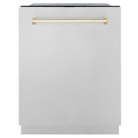 ZLINE Autograph Edition 24 Inch Monument Series 3rd Rack Top Touch Control Tall Tub Dishwasher in Stainless Steel with Accent Handle, 45dBa (DWMTZ-304-24)