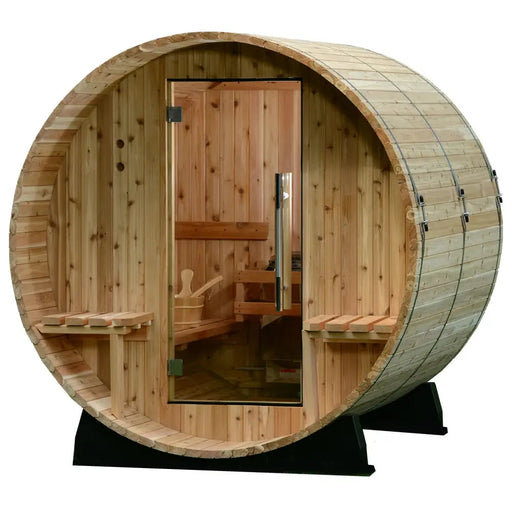 Almost Heavem Audra 2-4 Person Canopy Barrel Sauna - Rustic