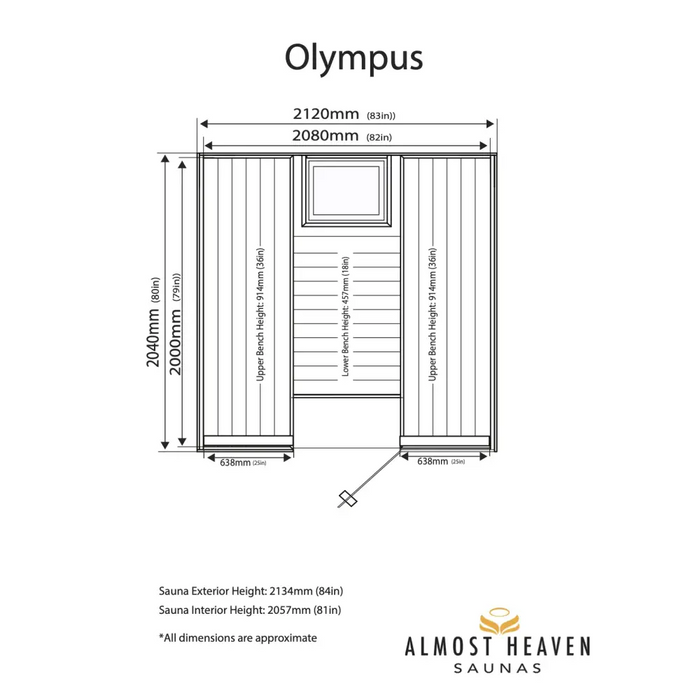 Almost Heaven Olympus 6-8 Person Indoor Sauna - Nordic