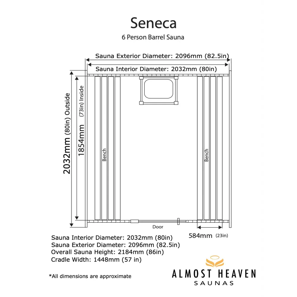 Almost Heaven Sauna Seneca 6-Person Classic Barrel Sauna -