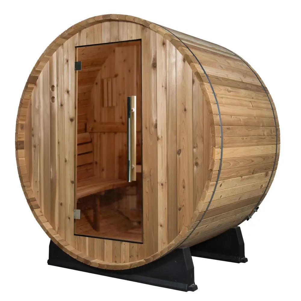 Almost Heaven Watoga 2-4 Person Barrel Sauna - Rustic Red