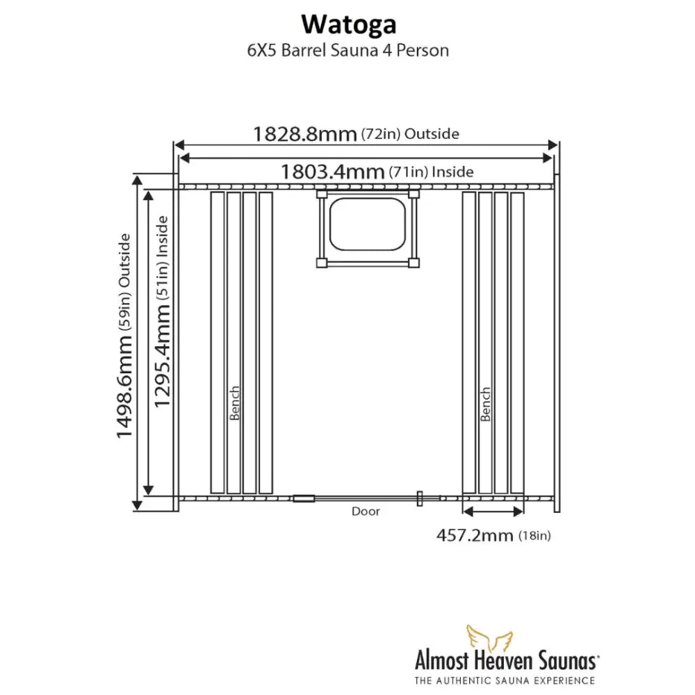 Almost Heaven Watoga 2-4 Person Barrel Sauna - Rustic Red