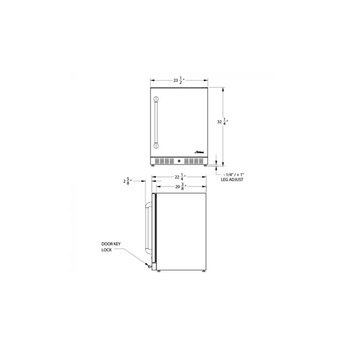 Artisan Stainless Steel Outdoor Refrigerator Dimensions
