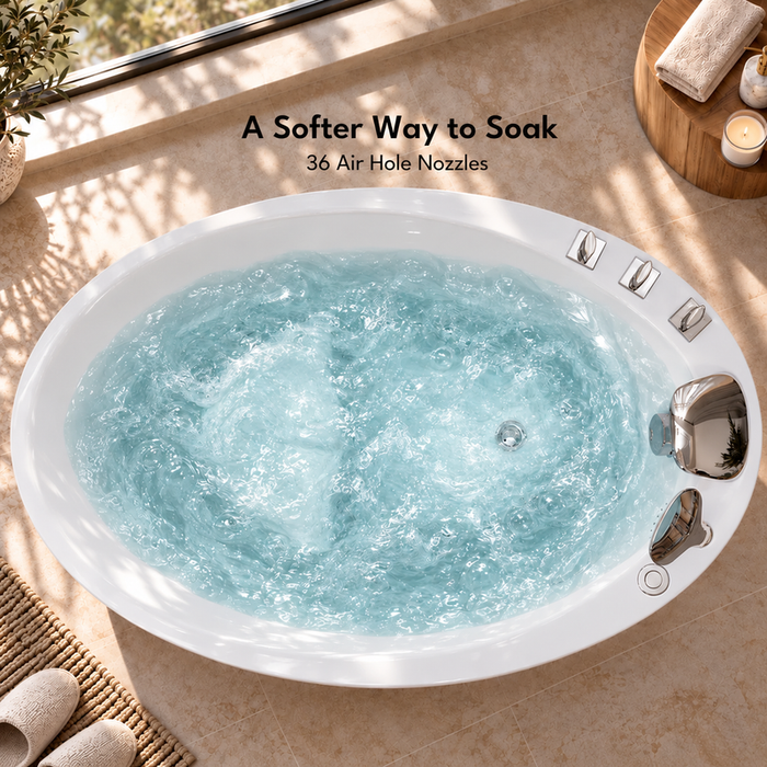 Empava 48 Inch Freestanding Japanese-Style Air Massage Bathtub with Reversible Drain