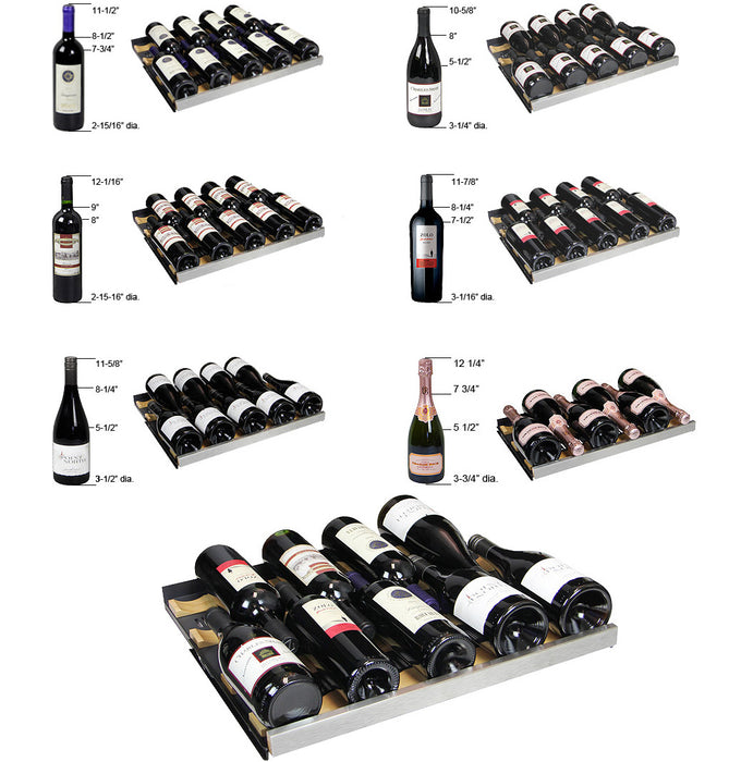 Allavino 24 Inch Wide FlexCount II Tru-Vino 177 Bottle Single Zone Stainless Steel Right Hinge Wine Refrigerator
