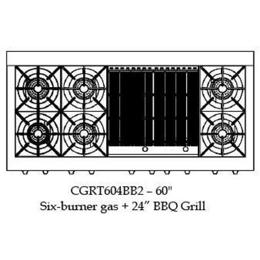 Capital 60’ Culinarian Gas Rangetop 6 Open Burners BBQ