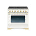 Classico Series 30 Inch Dual Fuel Freestanding Range With Brass Trim White