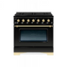 Classico Series 30 Inch Dual Fuel Freestanding Range With Brass Trim Glossy Black