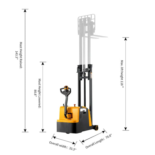 Counterbalanced Electric Stacker 1200lbs 118’ High