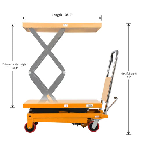 Double Scissors Lift Table 770 lbs. 51.2’ lifting height