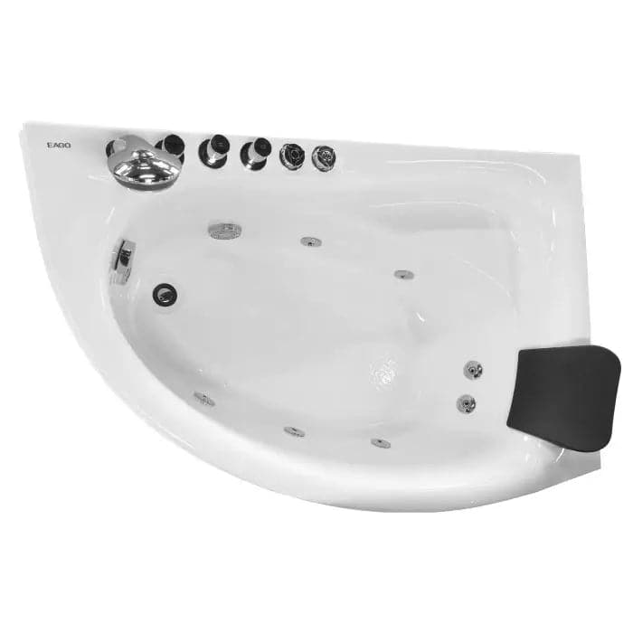 EAGO AM161-L 5’ Single Person Corner White Acrylic Whirlpool
