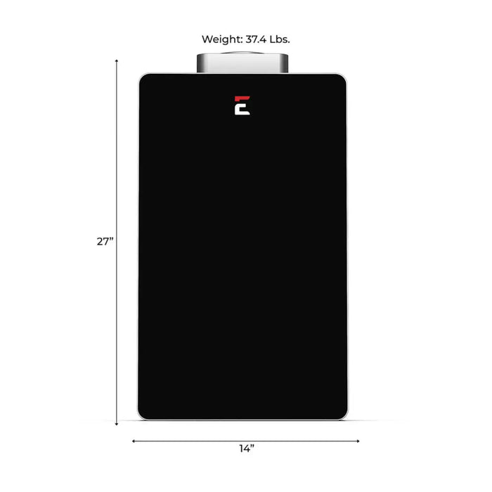 Eccotemp EL22i Indoor 6.8 GPM Natural Gas Tankless Water Heater Front View with Dimensions