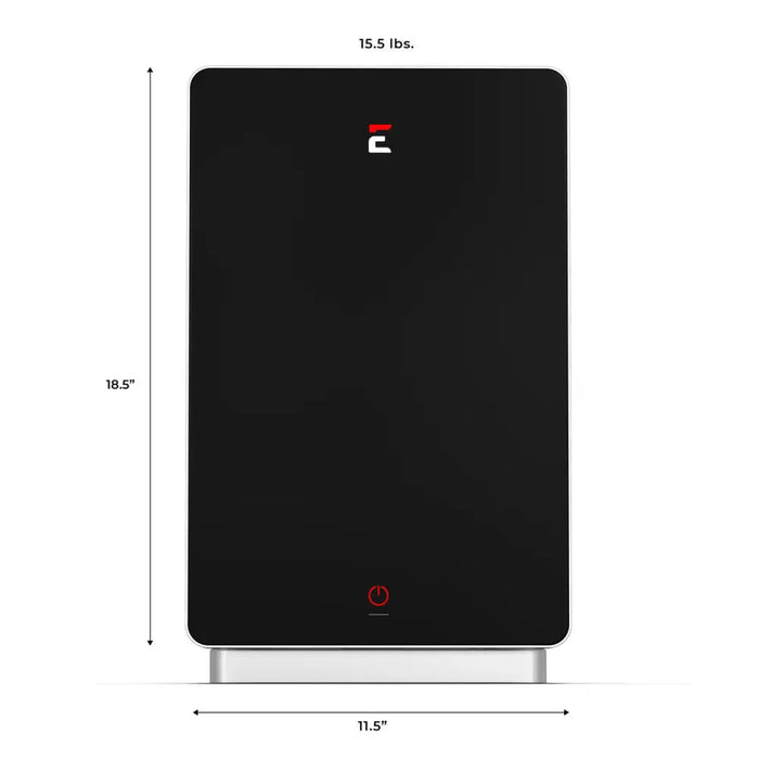 Eccotemp Smarthome 4.5 GPM 27kW Electric Indoor Tankless Water Heater Front View with Dimensions