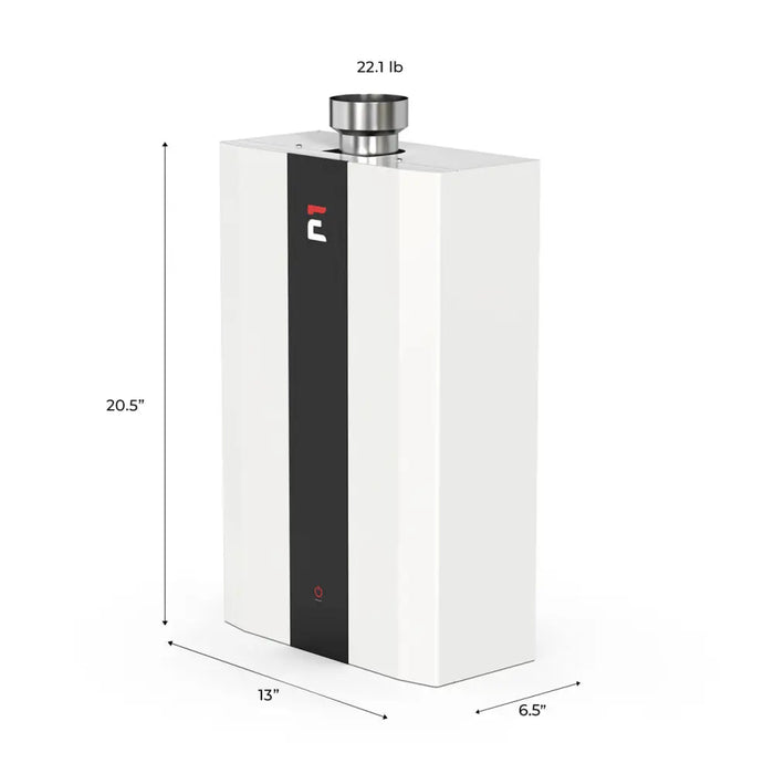 Eccotemp Smarthome SH12 Indoor 4.0 GPM Tankless Water Heater Side View with Dimensions