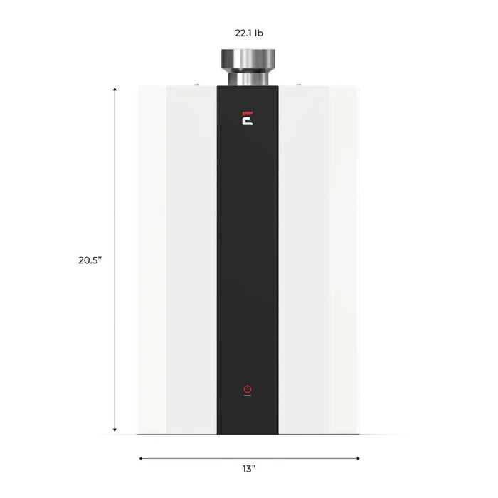 Eccotemp Smarthome SH12 Indoor 4.0 GPM Tankless Water Heater Front View with Dimensions