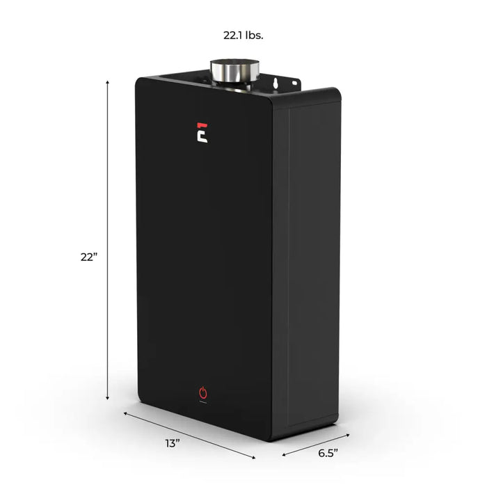 Eccotemp Smarthome SHLX Indoor 4.5 GPM Indoor Tankless Water Heater Side View with Dimensions