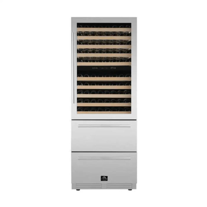 Forno Celano 30 Inch 21.3 CU. FT. Dual Zone Wine Cellar and Beverage Cooler with Drawers Front View