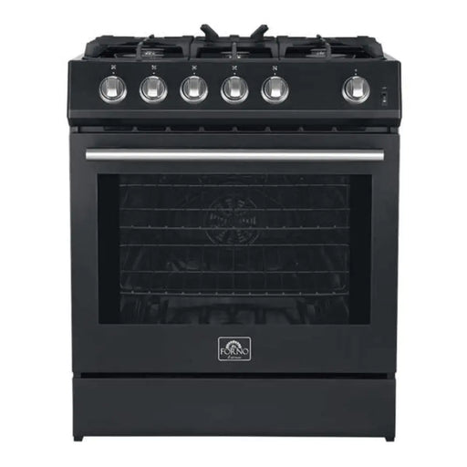 Forno Leonardo Espresso 30 Inch 5 CU. FT. Gas Range with 5 Burners and Single Convection Oven Black Stainless Steel