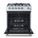 Forno Leonardo Espresso 30 Inch 5 CU. FT. Gas Range with 5 Burners and Single Convection Oven White Stainless Steel Open