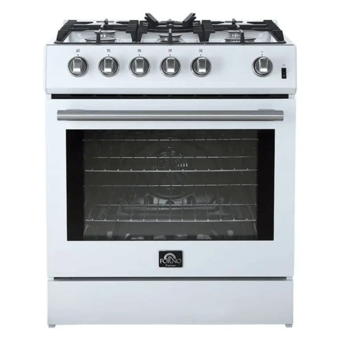 Forno Leonardo Espresso 30 Inch 5 CU. FT. Gas Range with 5 Burners and Single Convection Oven White Stainless Steel