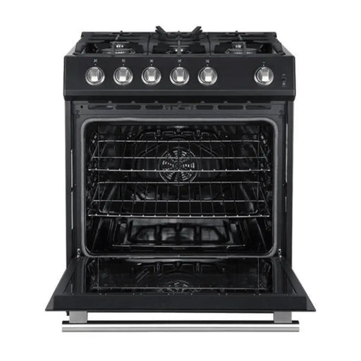 Forno Leonardo Espresso 30 Inch 5 CU. FT. Gas Range with 5 Burners and Single Convection Oven Black Stainless Steel Open