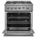 Forno Marco 30 Inch 4.32 CU. FT. Freestanding Gas Range Stainless Steel with 4 Burners and Convection Oven Front View Open