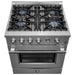 Forno Marco 30 Inch 4.32 CU. FT. Freestanding Gas Range Stainless Steel with 4 Burners and Convection Oven Upper View