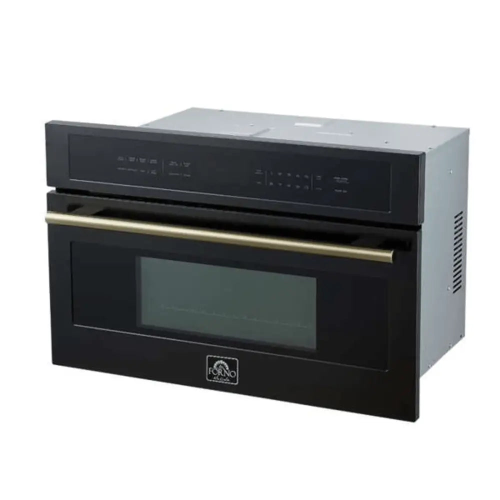 Forno Oliena Espresso 30 Inch 1.6 CU. FT. Built-In Microwave and Convection Oven Black Antique Brass Side View