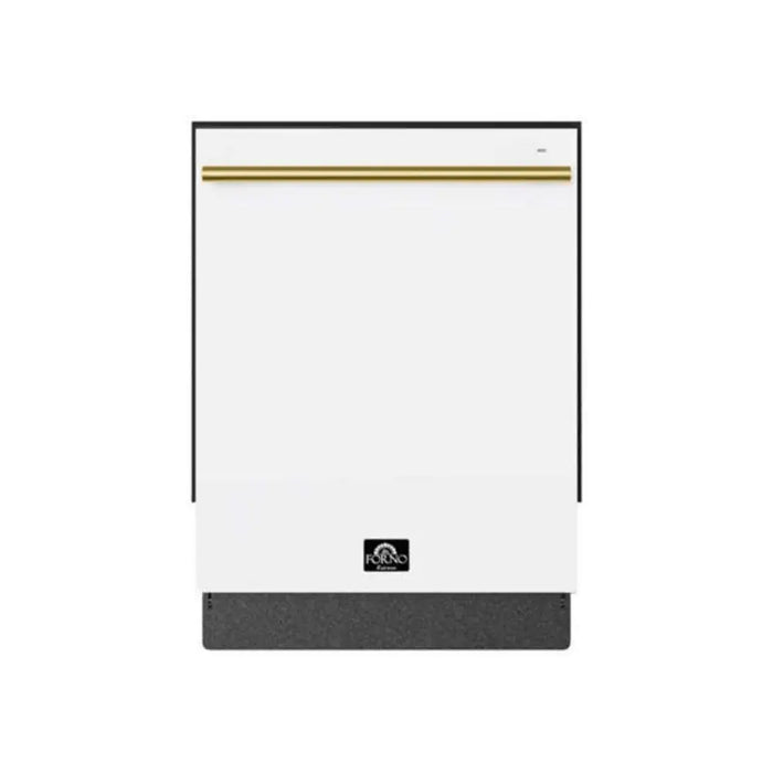 Forno Romano Espresso 24 Inch Built-In Tall Tub Dishwasher 52 dBA Top Control White Antique Brass