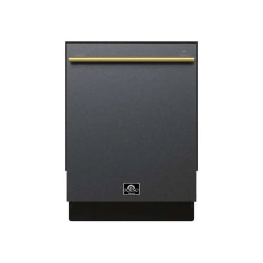 Forno Romano Espresso 24 Inch Built-In Tall Tub Dishwasher 52 dBA Top Control Black Antique Brass