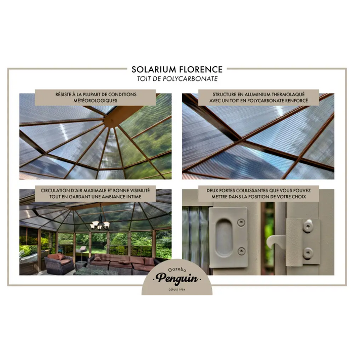 Gazebo Penguin Florence Solarium 12x15 Polycarbonate Roof