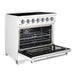 Hallman Bold 36 Inch Induction Range With Chrome Trim White Side View Open