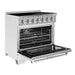 Hallman Bold 36 Inch Induction Range With Chrome Trim Stainless Steel Side View Open