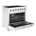 Hallman Bold 36 Inch Induction Range With Chrome Trim Antique White Side View Open