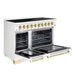 Hallman Bold 48 Inch Induction Range With Brass Trim White Side View Open