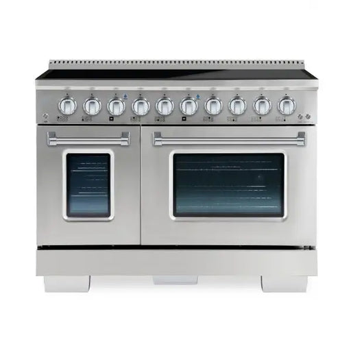 Hallman Bold 48 Inch Induction Range With Chrome Trim Stainless Steel