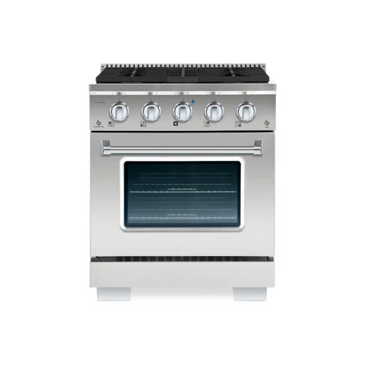 Hallman Bold Series 30 Inch Dual Fuel Freestanding Range With Chrome Trim Stainless Steel