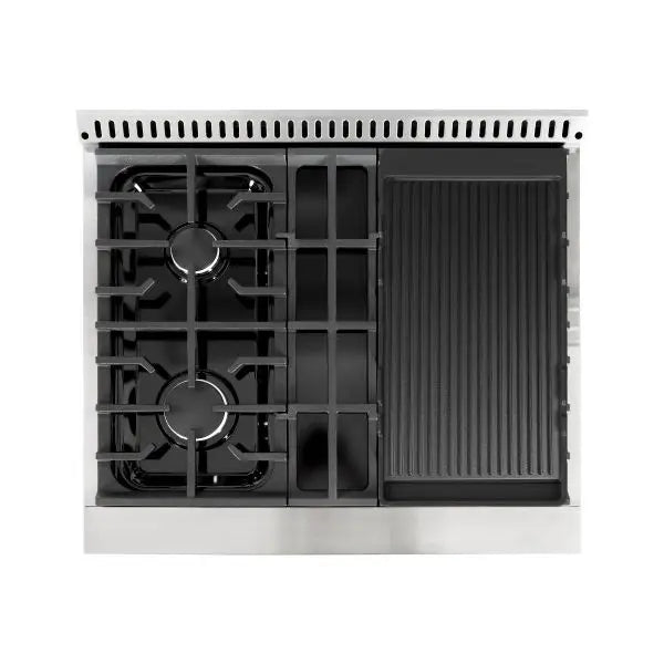 Hallman Bold Series 30 Inch Gas Freestanding Range With Chrome Trim Burners and Grill